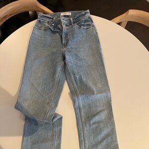 Abercrombie Jeans - ultra high rise straight jeans with slit bottoms.